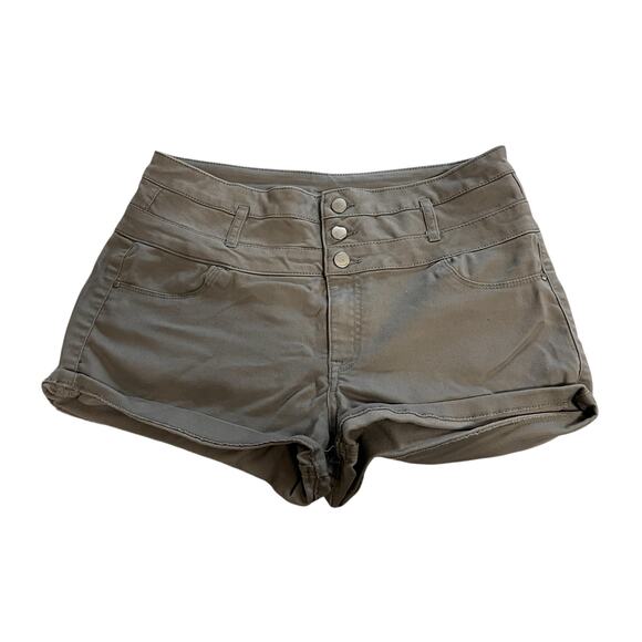 Refuge High Rise Stretch Shorts Womens Size 12 Button Fly Color Gray - Picture 1 of 5